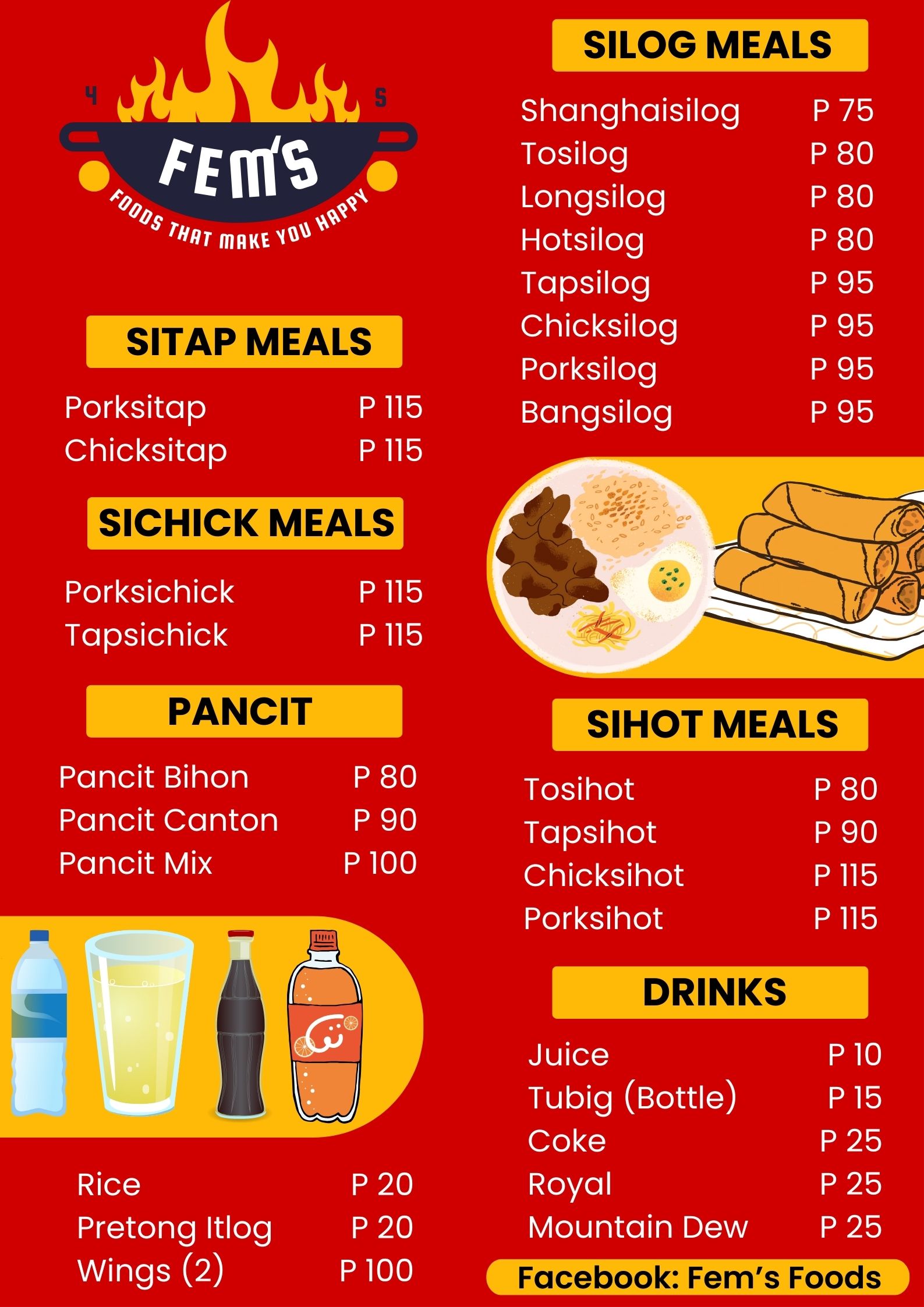 Fem's Foods Menu